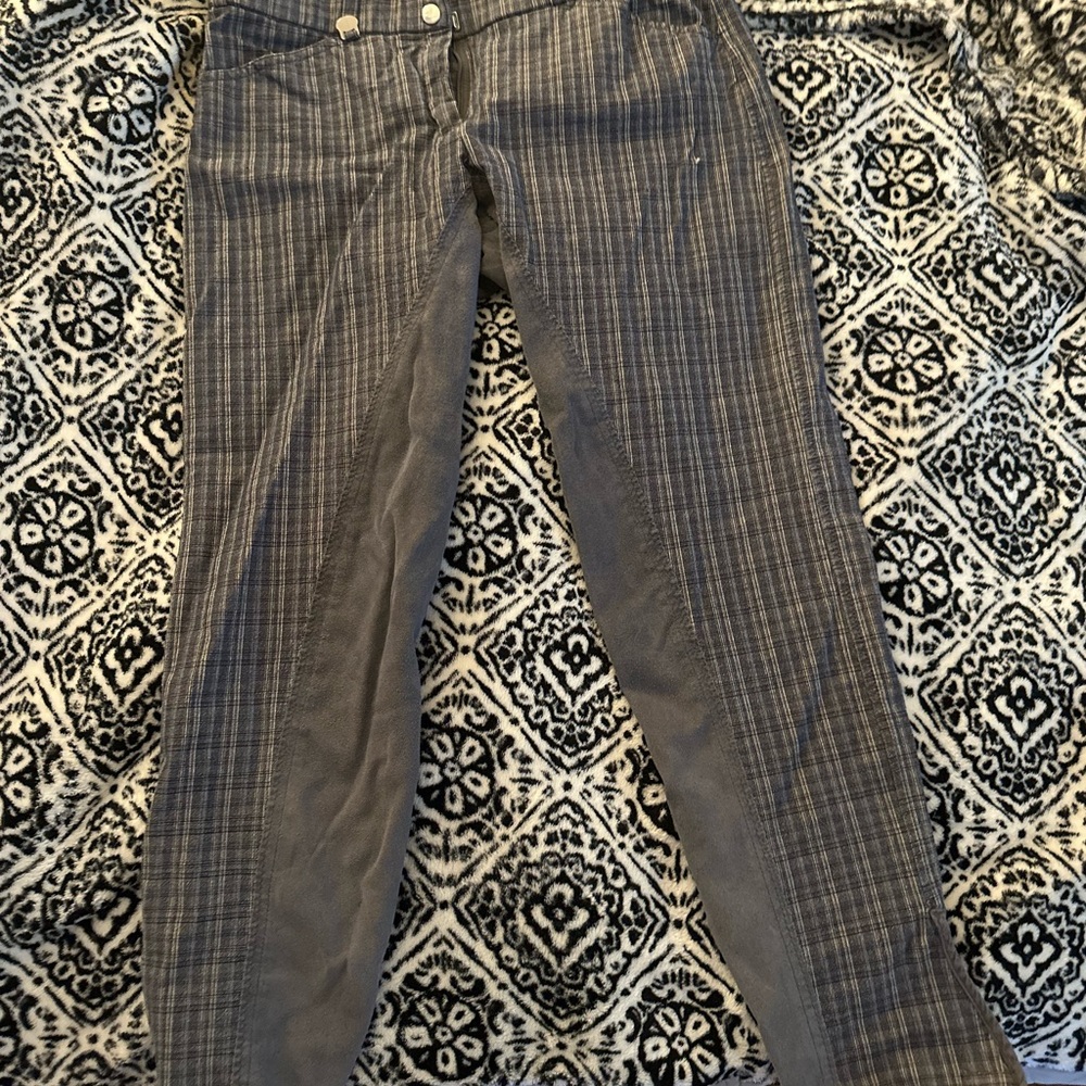 Horze Blue Plaid Full Seat Women’s Large Breeches